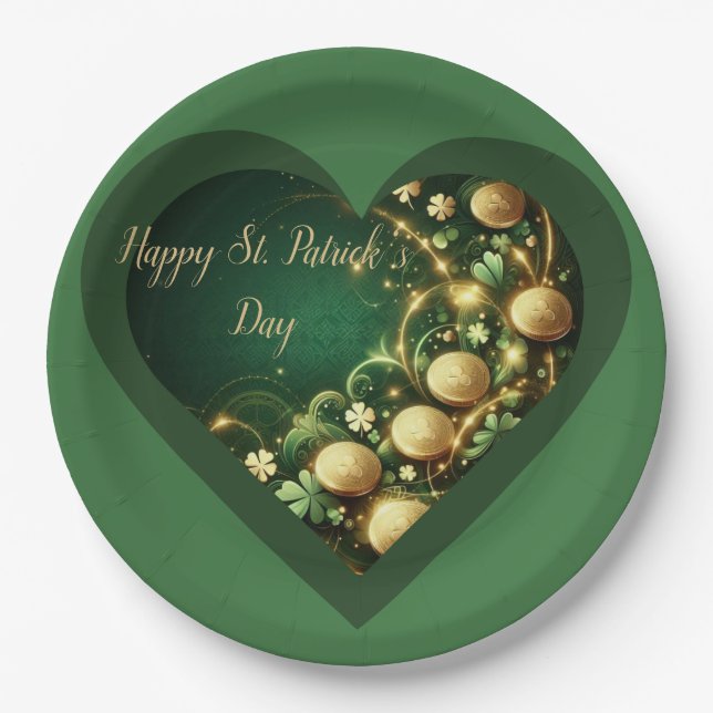 Prato De Papel St Patrick's Day Green and Gold Coins (Frente)