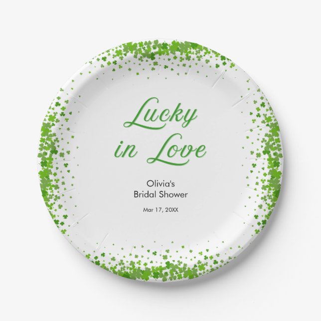 Prato De Papel St Patrick's Day Lucky in Love Bridal Shower  (Frente)