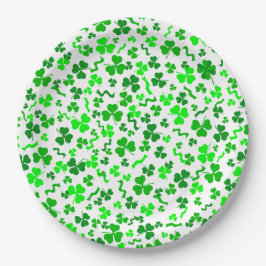 Prato De Papel St Patrick's Day Lucky Shamrocks Confetti Pattern