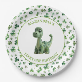 Prato De Papel St Patricks Lucky One Dinossaur Paper Plate