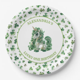Prato De Papel St Patricks Lucky One Unicorn Paper Plate