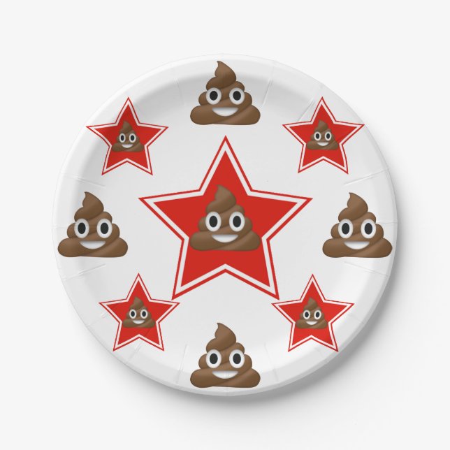 Prato De Papel Star um Emoji Poo (Frente)