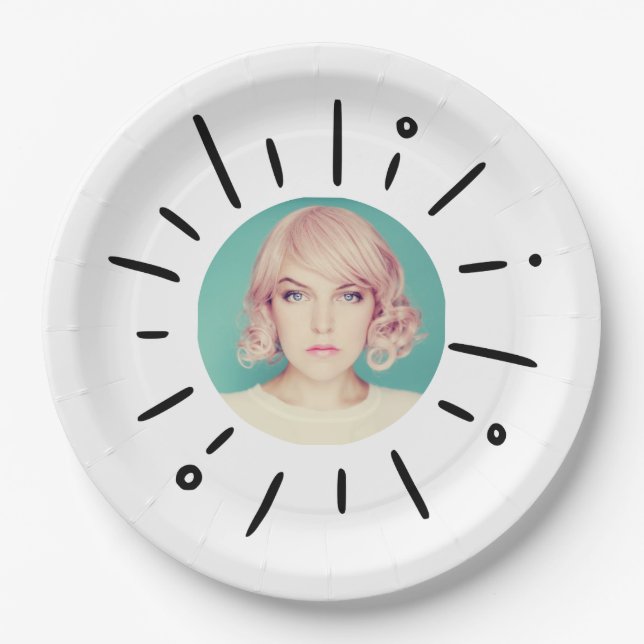 Prato De Papel STARBURST | Simple Round Fun Custom Photo (Frente)