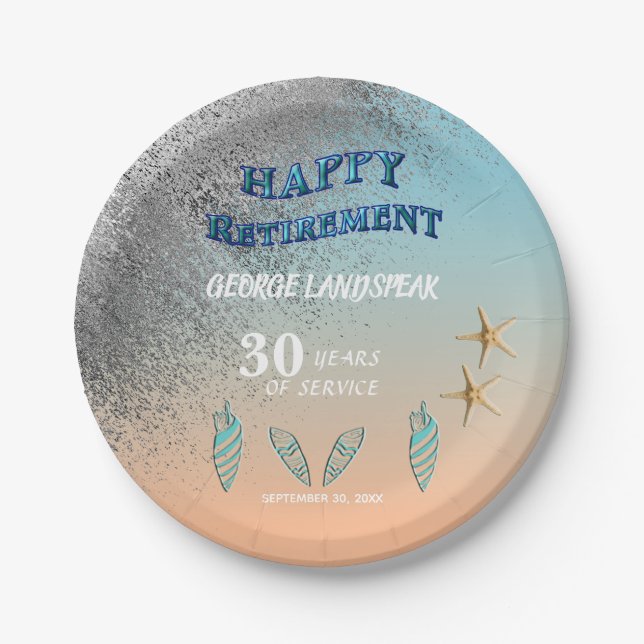 Prato De Papel Starfish Seasheles Silver Glitter Feliz Reforma (Frente)