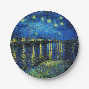 Prato De Papel Starry Night Over the Rhone por Vincent Van Gogh