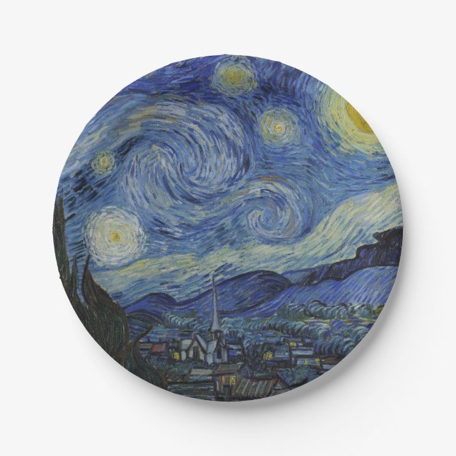Prato De Papel "Starry Night" por Van Gogh (Frente)