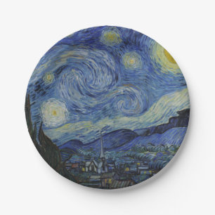 Prato De Papel Starry Night & Van Gogh / famosa arte vintage