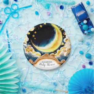 Prato De Papel Stars Moon Celestial Chá de fraldas