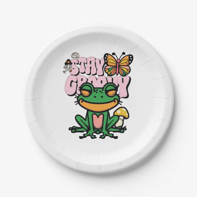 Prato De Papel Stay Groovy Frog (Frente)