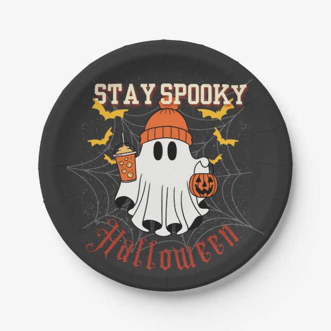 Prato De Papel Stay Spooky Ghost Halloween  (Frente)