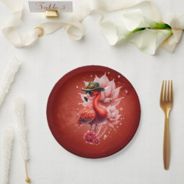 Prato De Papel Steampunk Flamingo - Trabalho de arte Digital Fant