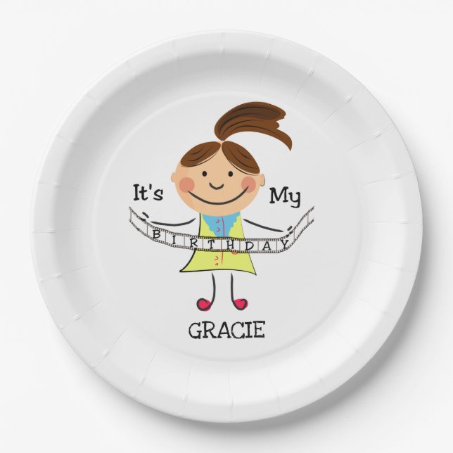 Prato De Papel "Stick Figure Girl" É o meu aniversário