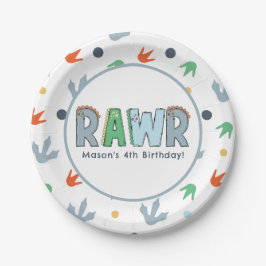 Prato De Papel Stomp Chomp Rawr Dinosaur Aniversário