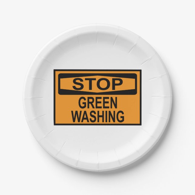 Prato De Papel Stop Greenwashing Sign (Frente)