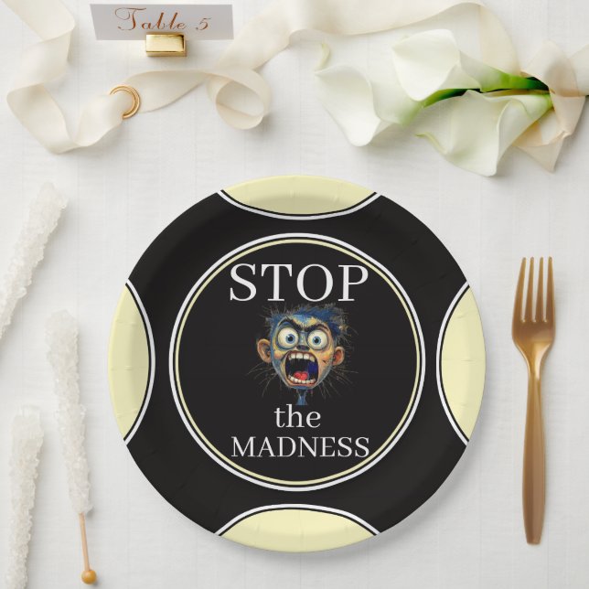 Prato De Papel Stop the Madness Paper Plate (Casamento)