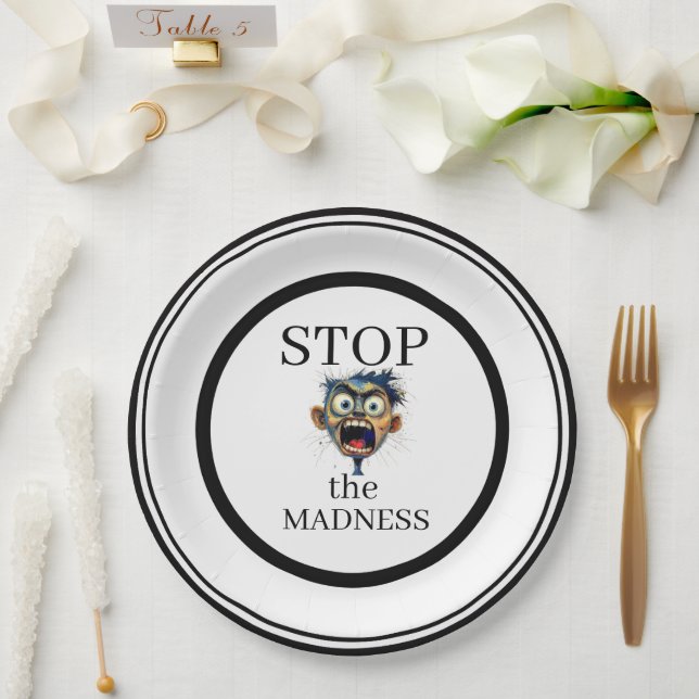 Prato De Papel Stop the Madness Paper Plate (Casamento)