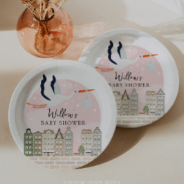 Prato De Papel Stork Boho Baby Sprinkle Décor