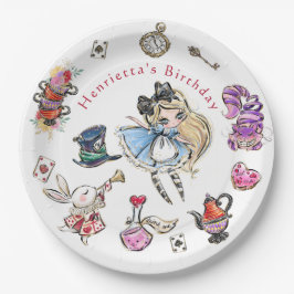 Prato De Papel Storybook Alice Birthday Celebration Plates