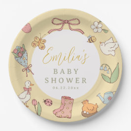 Prato De Papel Storybook Garden Vintage Baby Shower Paper Plates