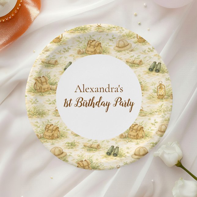 Prato De Papel Storybook Safari Wild One First Birthday (Criador carregado)