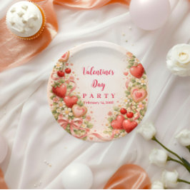 Prato De Papel Strawberries & Sweethearts Valentine Party