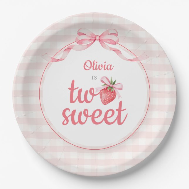 Prato De Papel Strawberries Two Sweet 2nd Birthday (Frente)