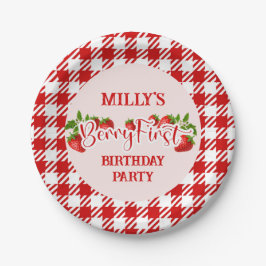Prato De Papel Strawberry Berry First Birday Paper Plate