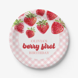 Prato De Papel Strawberry Berry First Birday Paper Plates
