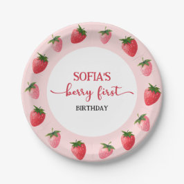 Prato De Papel Strawberry Berry Primeiro Aniversário