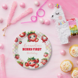 Prato De Papel Strawberry Berry Primeiro Aniversário