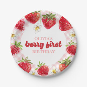 Prato De Papel Strawberry Berry Primeiro Aniversário