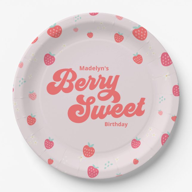 Prato De Papel Strawberry Berry Sweet Birthday Summer (Frente)