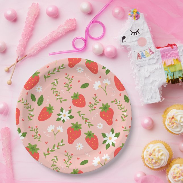 Prato De Papel Strawberry Blossom Party Plates (Festa)