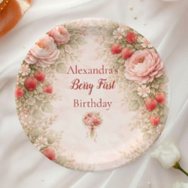 Prato De Papel Strawberry Blush Garden Celebration 1st Birthday