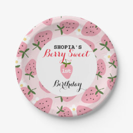 Prato De Papel Strawberry Delight Primeiro Aniversário