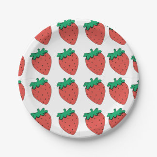 Prato De Papel Strawberry Pattern