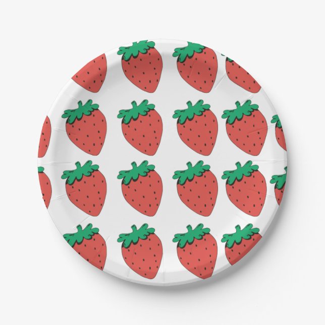 Prato De Papel Strawberry Pattern (Frente)