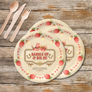Prato De Papel Strawberry Stampede Birthday