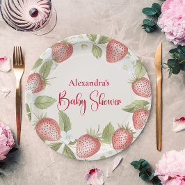 Prato De Papel Strawberry Woodland Baby Shower