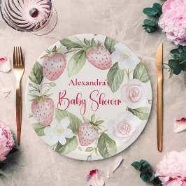Prato De Papel Strawberry Woodland Baby Shower