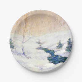 Prato De Papel Stream em uma paisagem de inverno de neve (Arte de