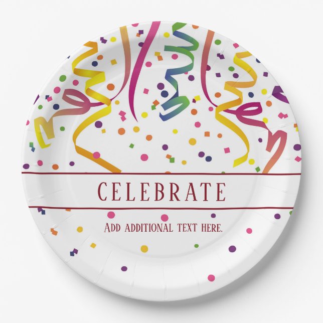 Prato De Papel Streamers e Confetti Paper Plate (Frente)