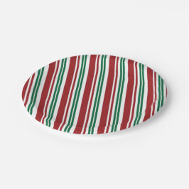 Prato De Papel Stripe de menta Vermelha e Verde