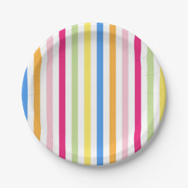 Prato De Papel Stripes Coloridas