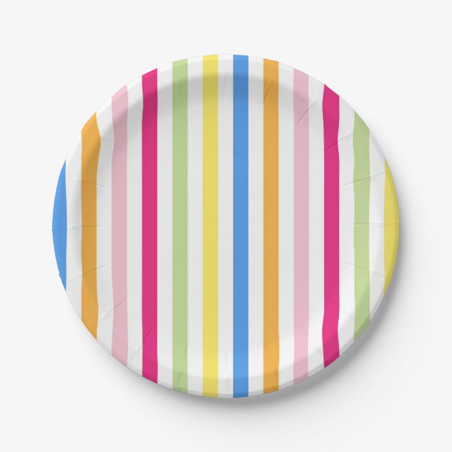 Prato De Papel Stripes Coloridas (Frente)