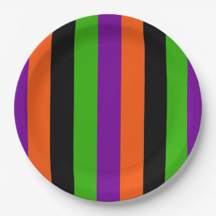 Prato De Papel Stripes de Halloween em Cores Clássicas