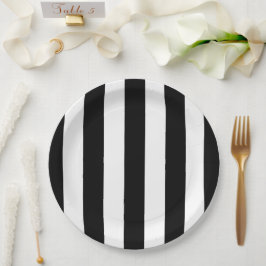 Prato De Papel Stripes Negras e Brancas, Padrões Strike, Linhas