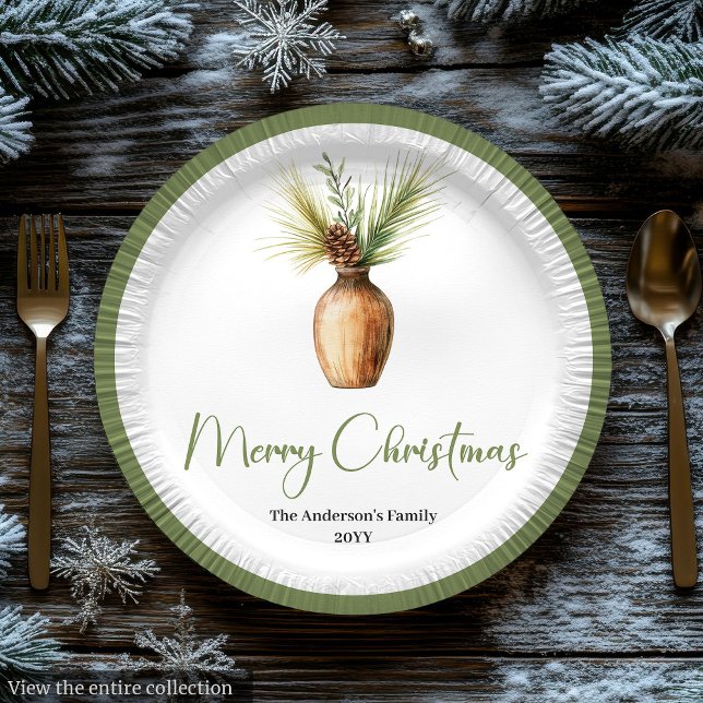 Prato De Papel Stylish Bohemian Botanical Christmas Bouquet Chic (Stylish Bohemian Botanical Christmas Bouquet Chic Paper Plates)