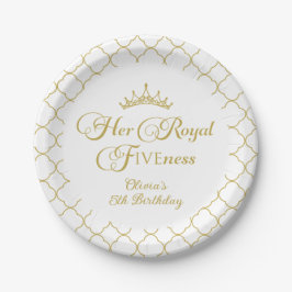 Prato De Papel Sua Alteza Real Quinto Aniversário Princesa Dourad