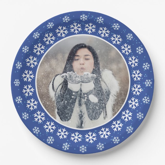 Prato De Papel SUA FOTO em uma placa de papel Frame Floco de Neve (Frente)